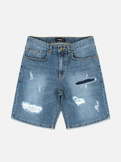 REGULAR FIT DENIM SHORTS-WASHED BLUE